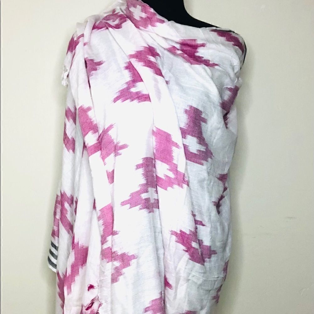 Trades of Hope Destination Wrap Scarf – Pink Ikat Shawl - Picture 5 of 10